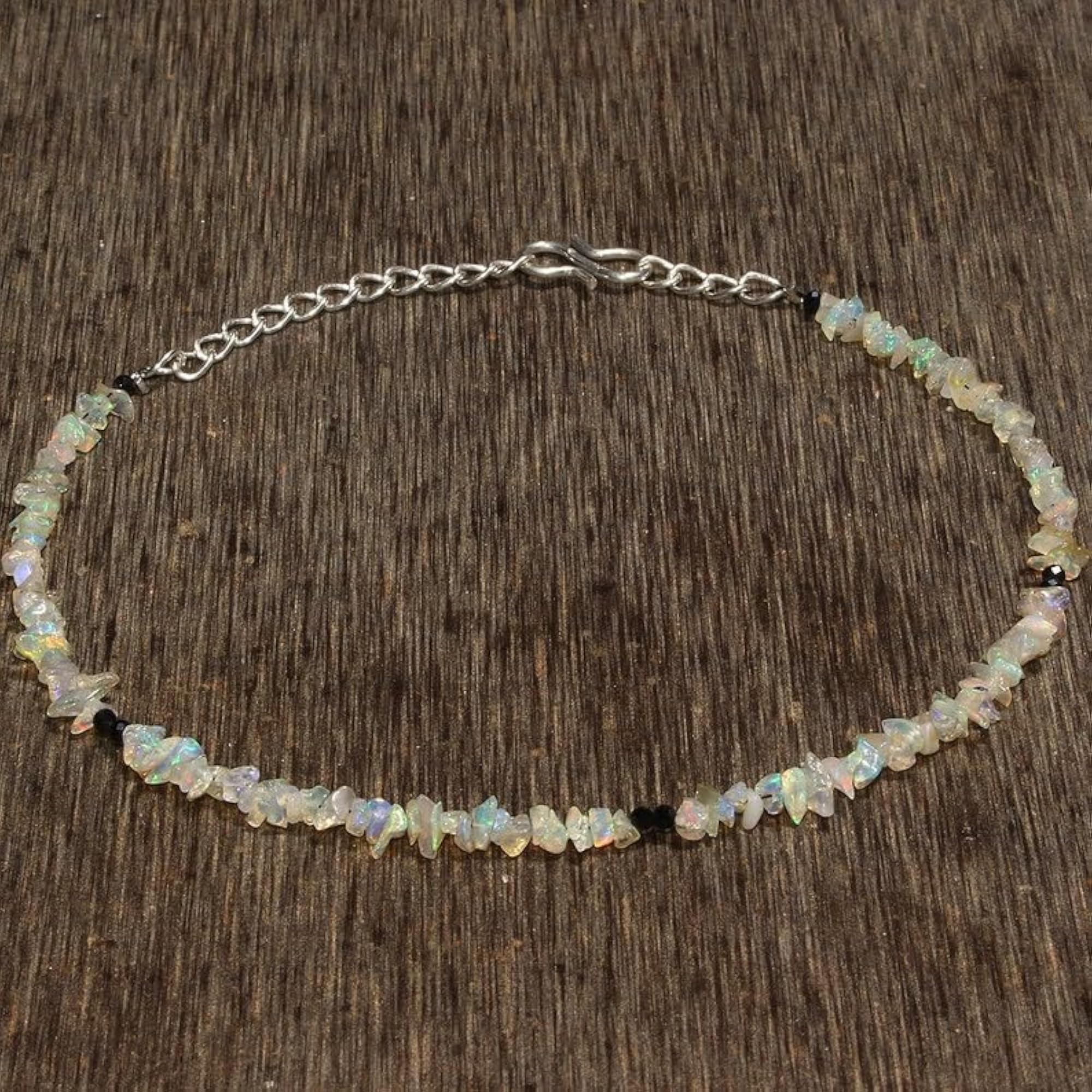 Ethiopian Opal Uncut Chips Beaded Bracelet, Adjustable Silver Lock, Unisex
